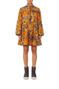 Robe courte Pineapple Flowers - Jaune
