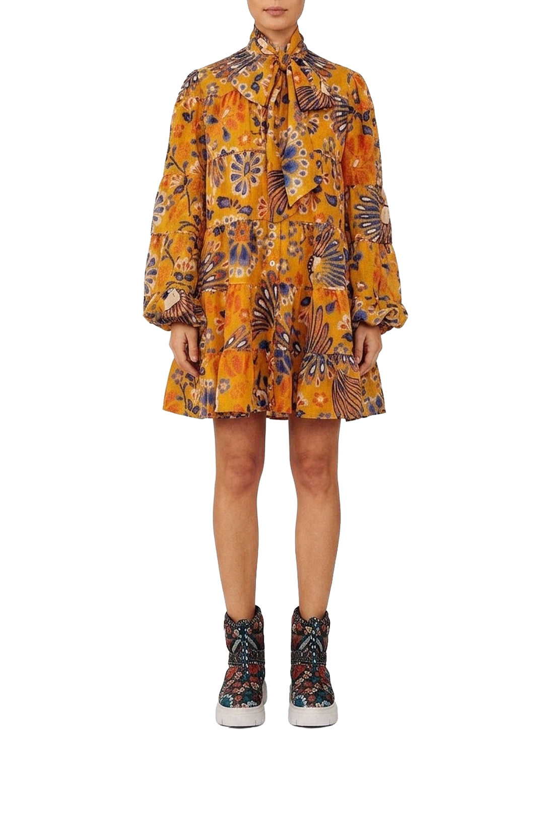 Robe courte Pineapple Flowers - Jaune
