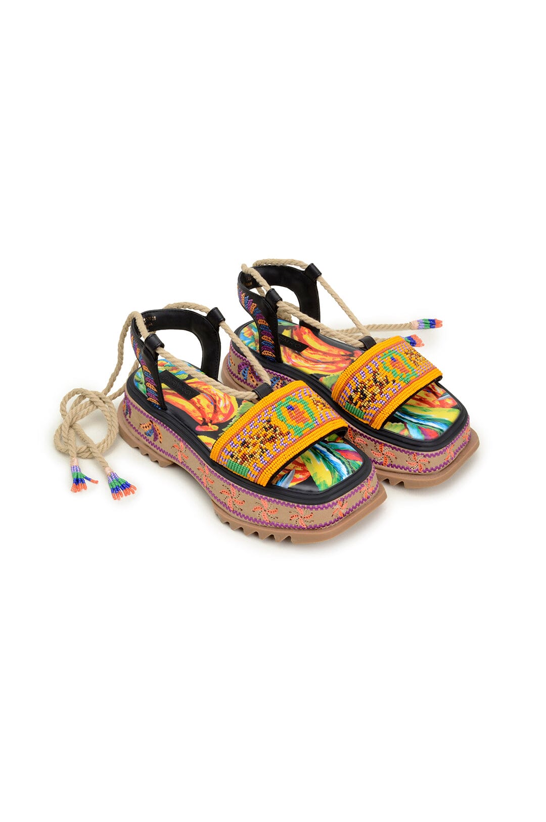Banana flat sandals with pearls - Black