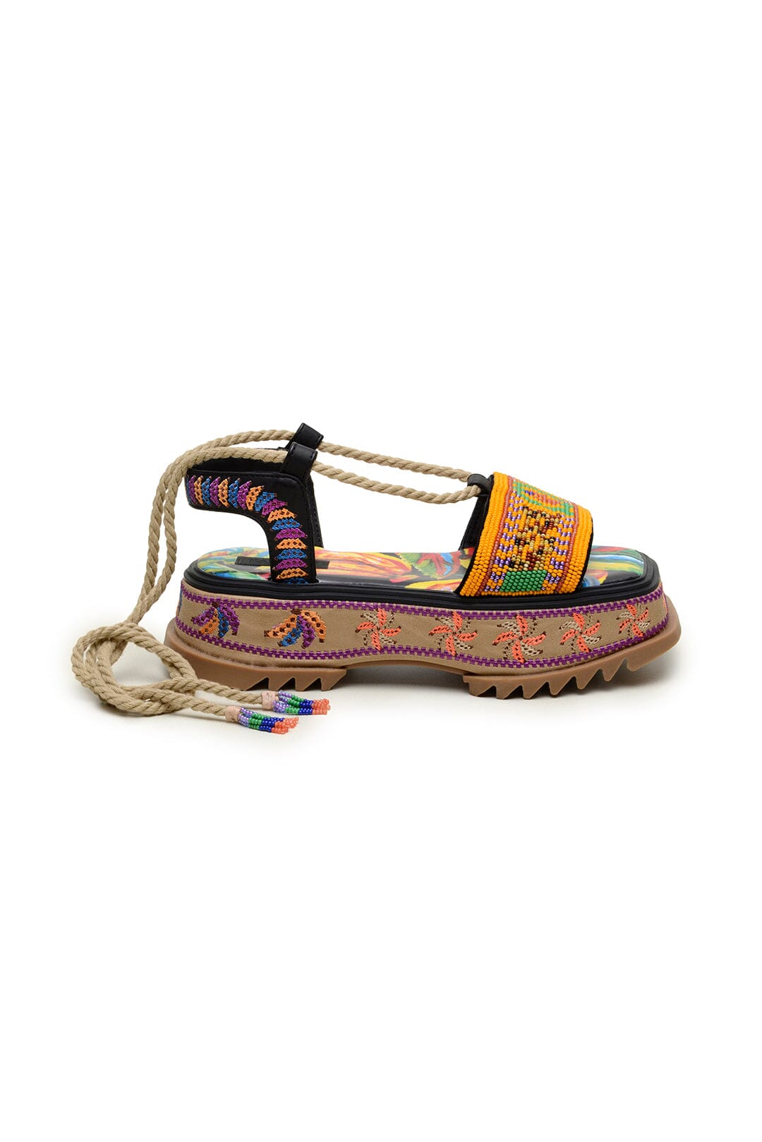 Banana flat sandals with pearls - Black