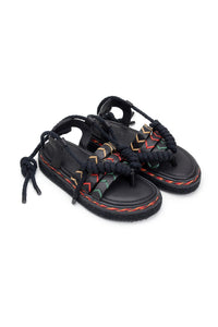 Flat rope sandals - Black