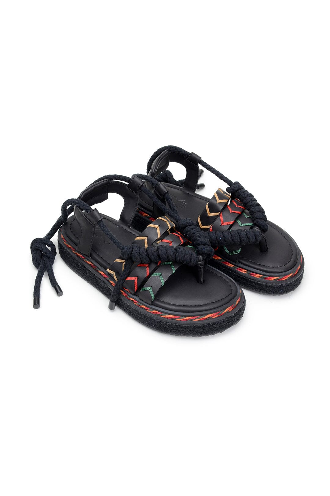 Flat rope sandals - Black