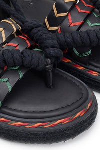 Flat rope sandals - Black