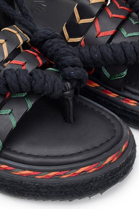 Flat rope sandals - Black