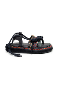Flat rope sandals - Black