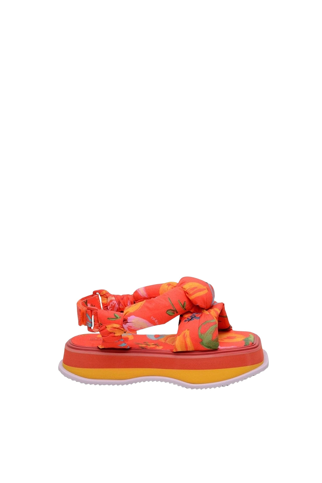 Flat sandals with cotton pattern - Red