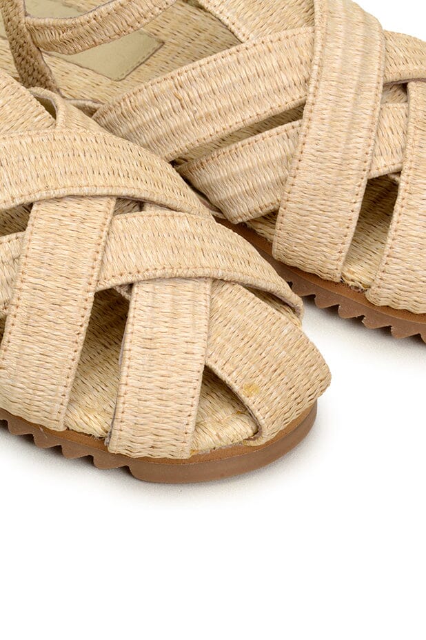 Zigzag raffia sandals - Beige