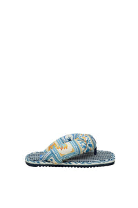 Tongs bouffantes à motif en coton mélangé - Bleu
