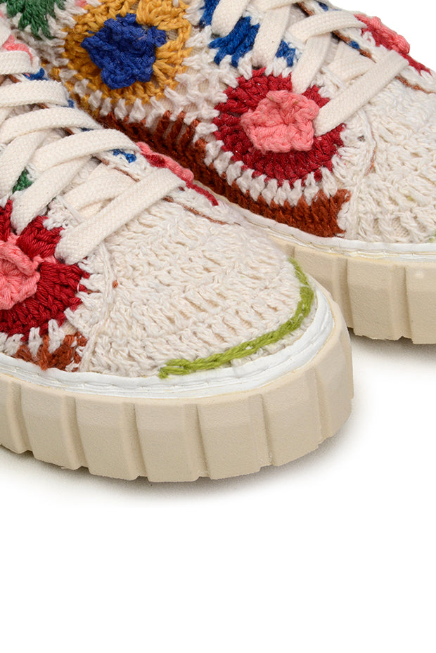 Sunset cotton crochet flat trainers - Multicolour