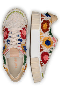 Sunset cotton crochet flat trainers - Multicolour