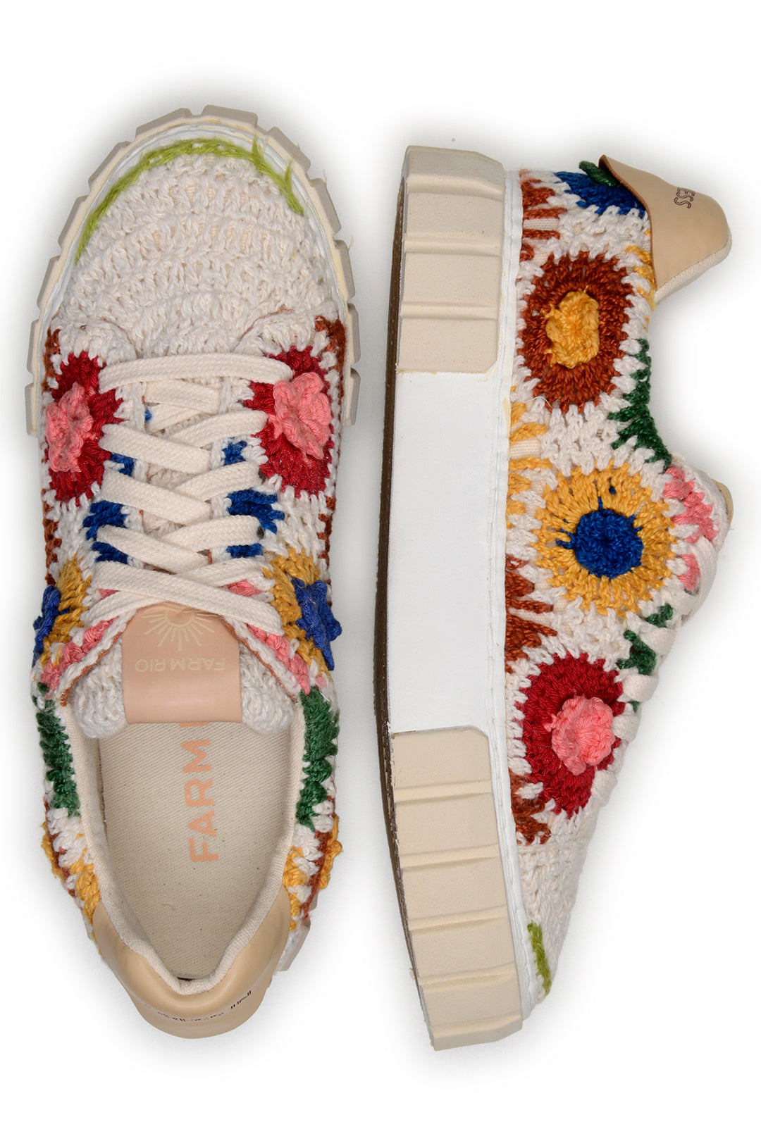 Sunset cotton crochet flat trainers - Multicolour