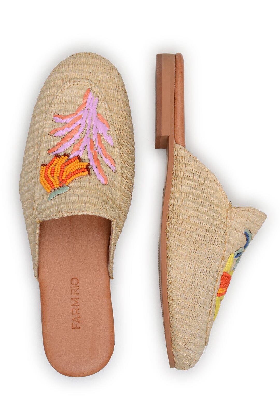 Mules Tropical en raphia - Beige