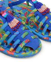 Sandales Macaw Tube à motif en coton - Bleu
