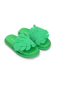 Monstera mules with yoke - Green