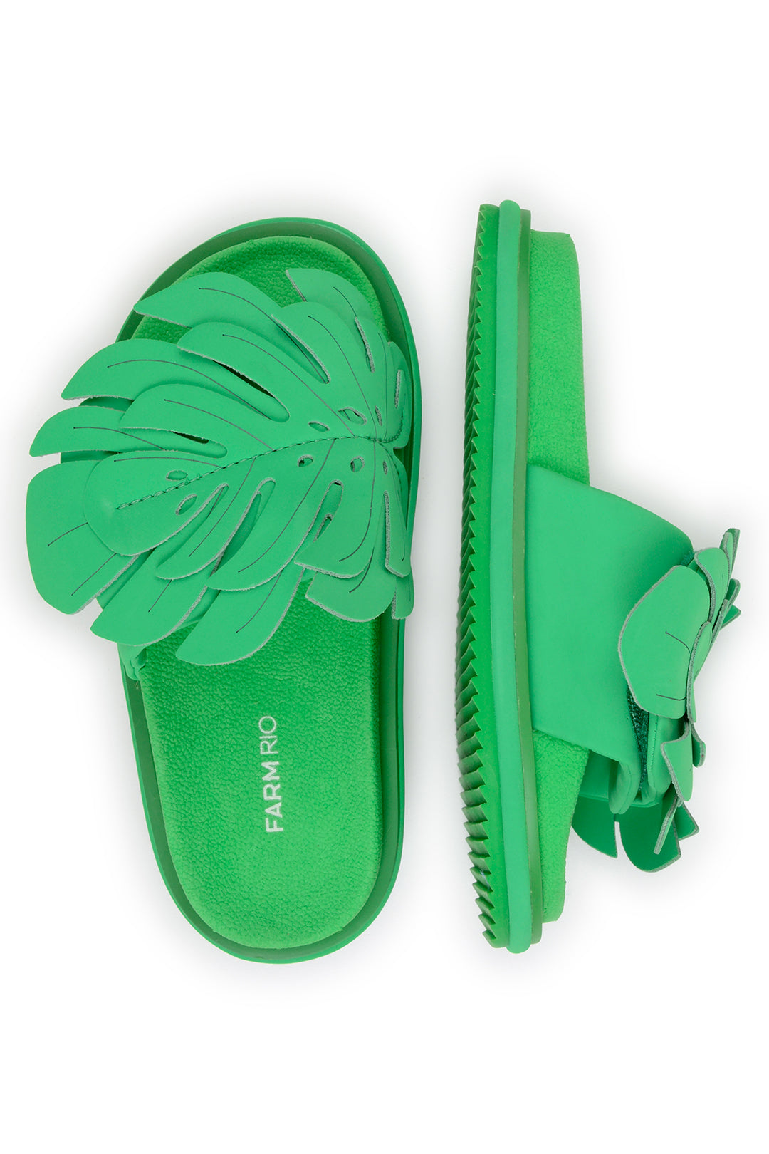 Monstera mules with yoke - Green