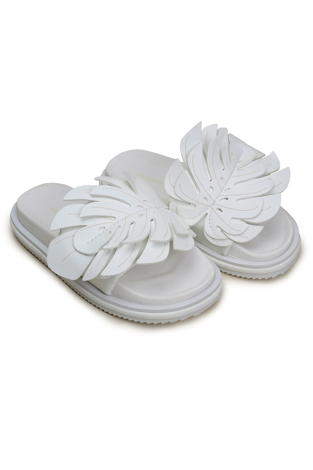 Monstera Mules with yoke - White