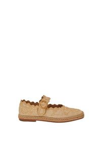 Cotton Richelieu ballerinas - Beige