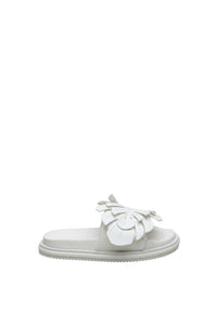 Monstera Mules with yoke - White
