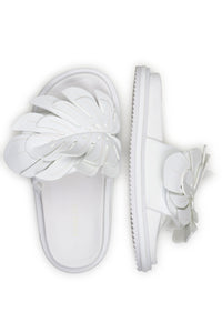 Monstera Mules with yoke - White