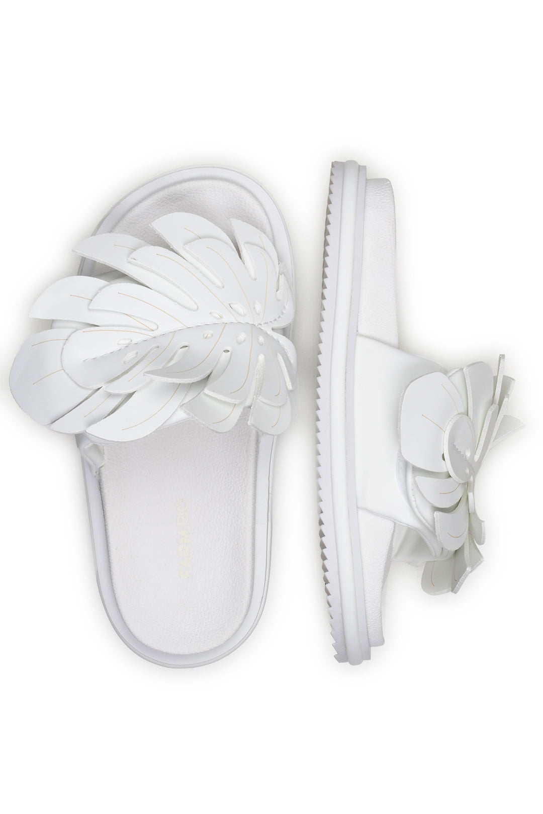 Monstera Mules with yoke - White