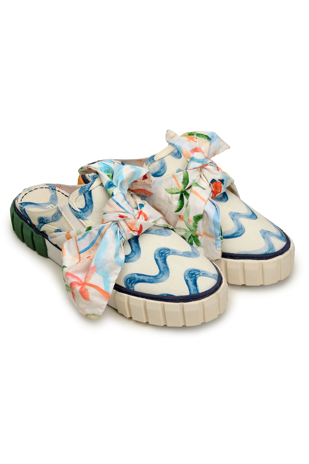 Copacabana mules with cotton bow - Blue