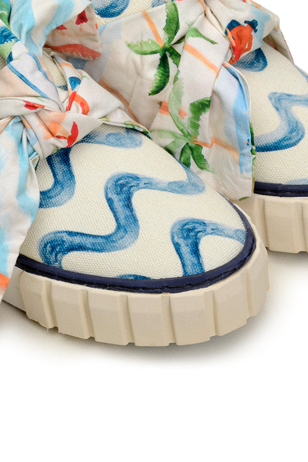 Copacabana mules with cotton bow - Blue