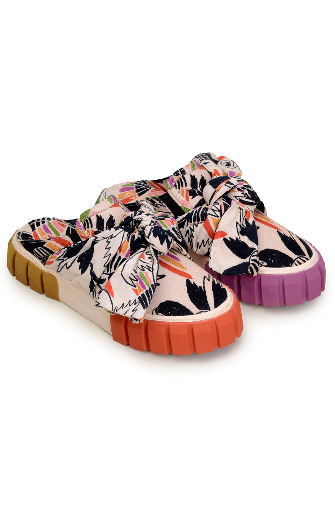 Baskets mules Birds avec nœud en coton - Multicolore