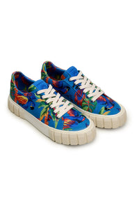 Baskets mules Macaw à plateforme en coton - Bleu