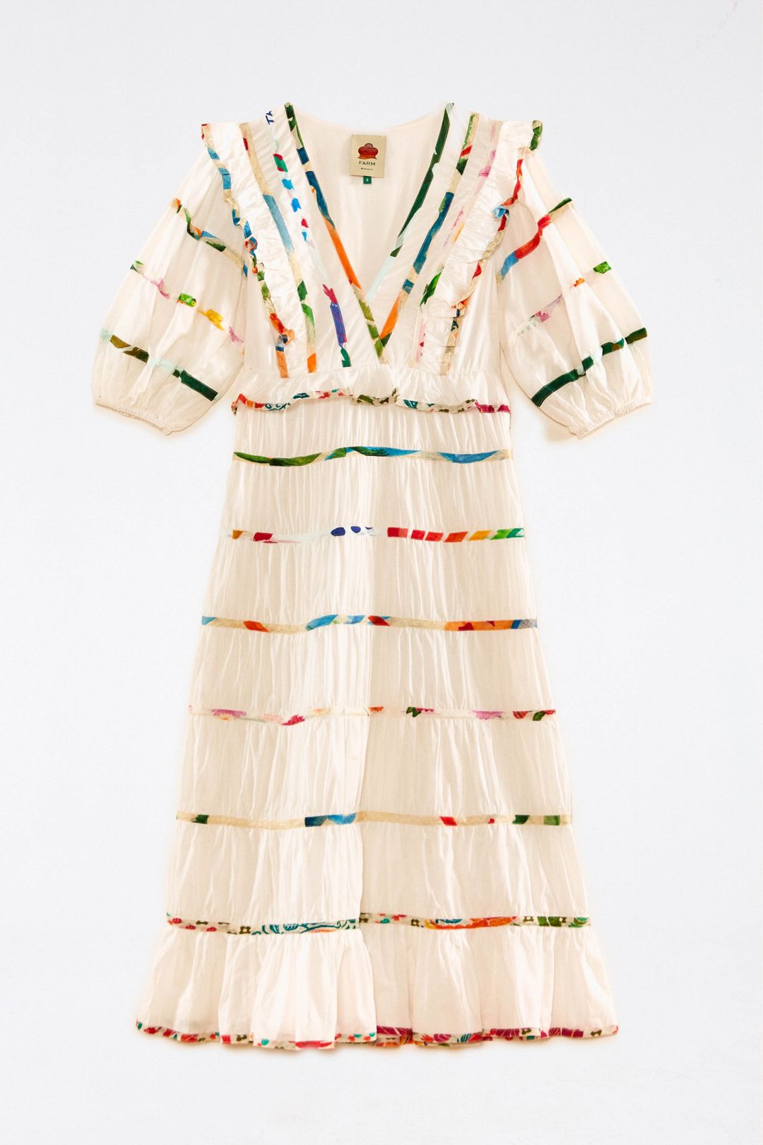 Robe midi à imprimés en coton - Blanc