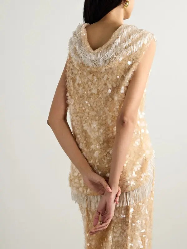 Blouse ornée de sequins à franges - Transparent