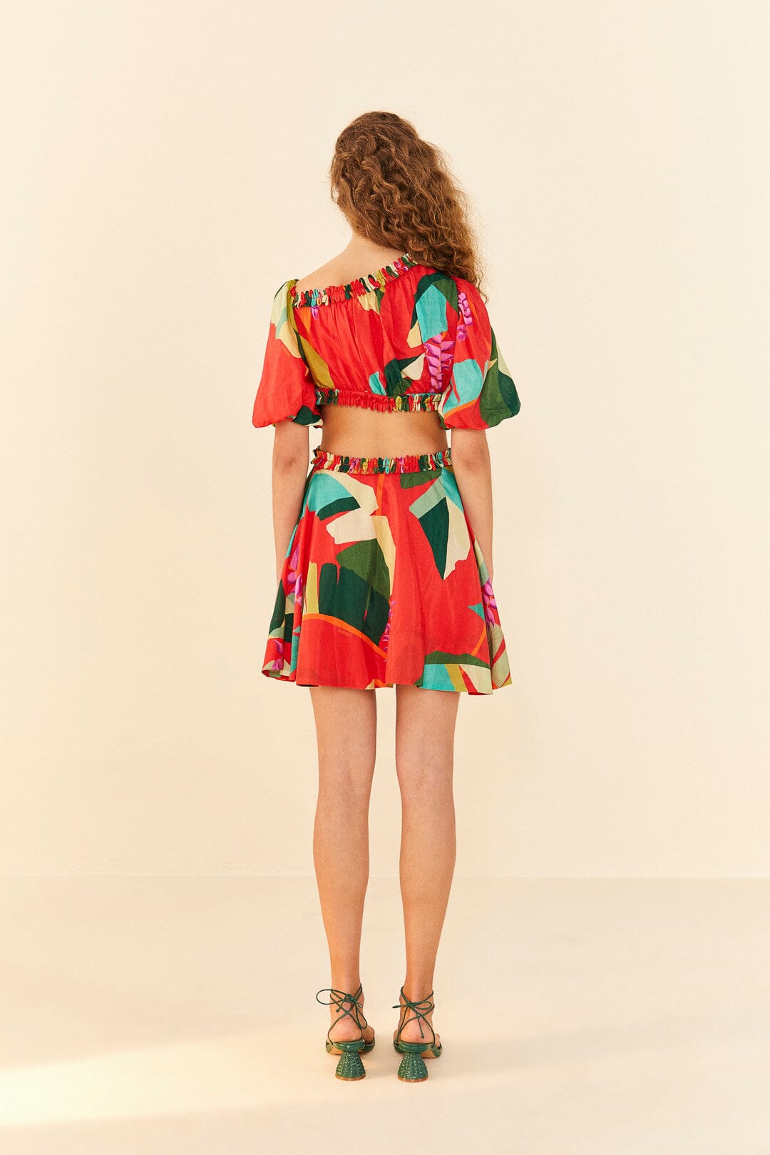 MEDIA OFF LINE_Robe courte Héliconia en coton - Rouge