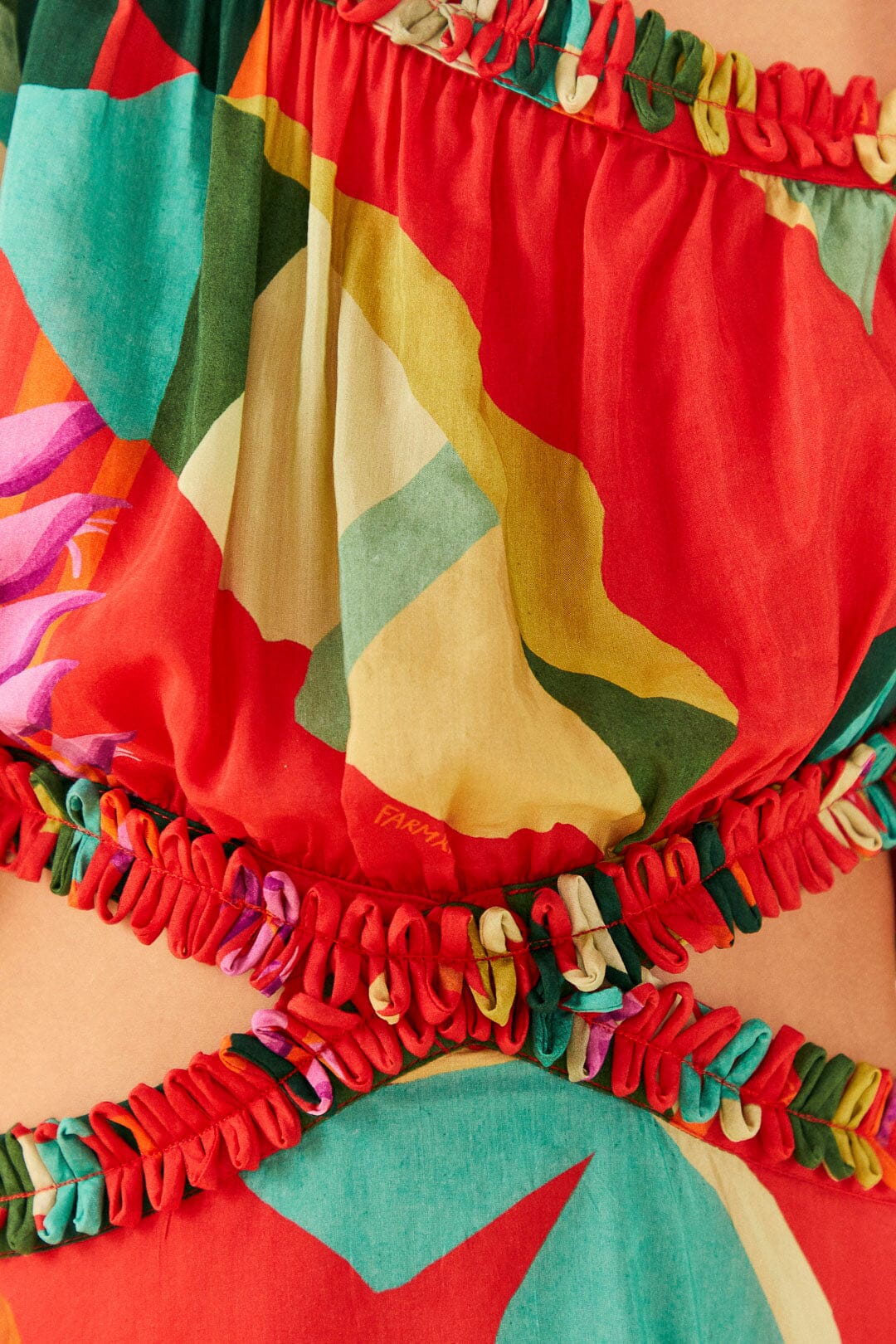 MEDIA OFF LINE_Robe courte Héliconia en coton - Rouge