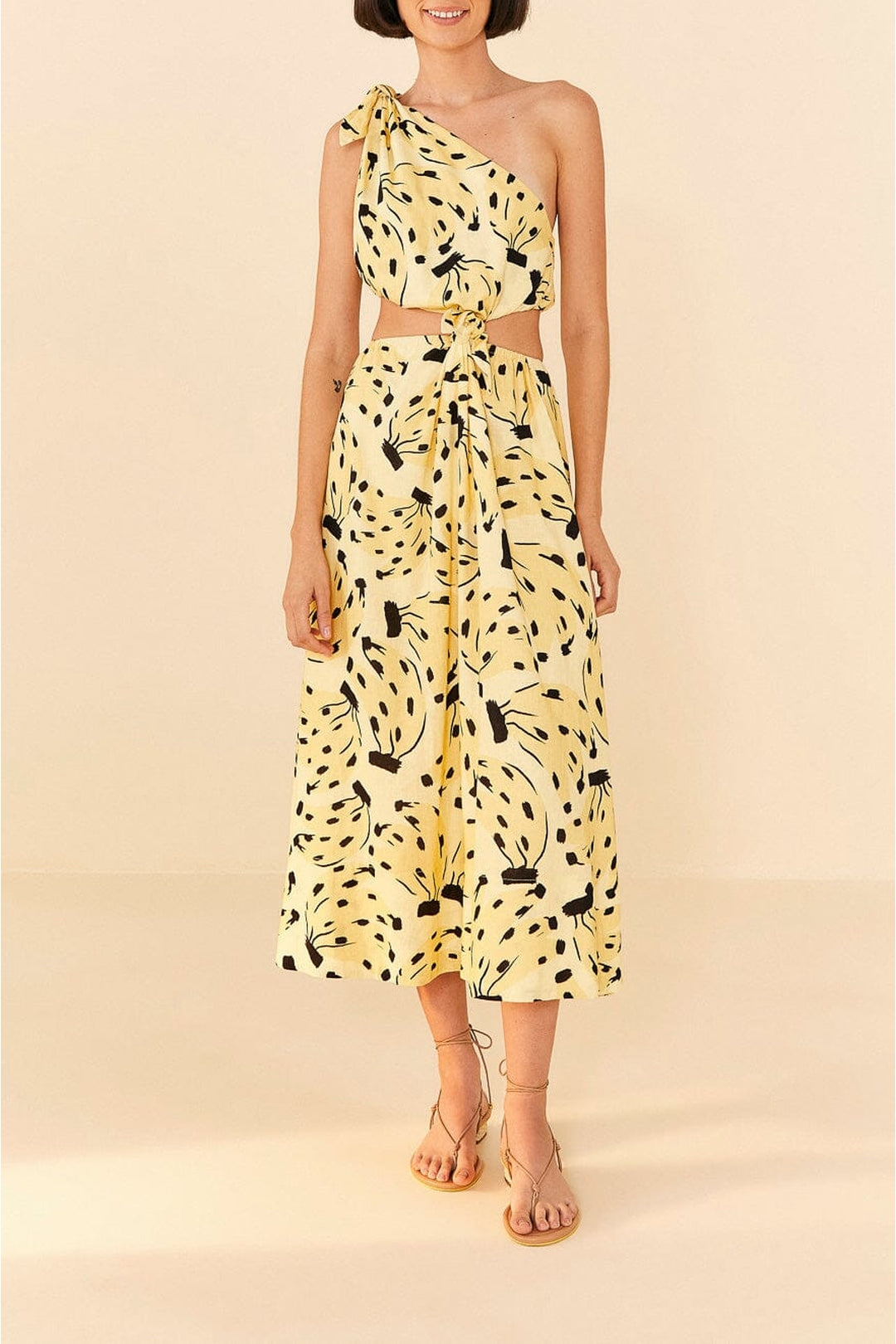 MEDIA OFF LINE_Robe midi Banana bossa en lin - Jaune