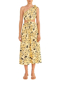 Robe midi Banana bossa en lin - Jaune