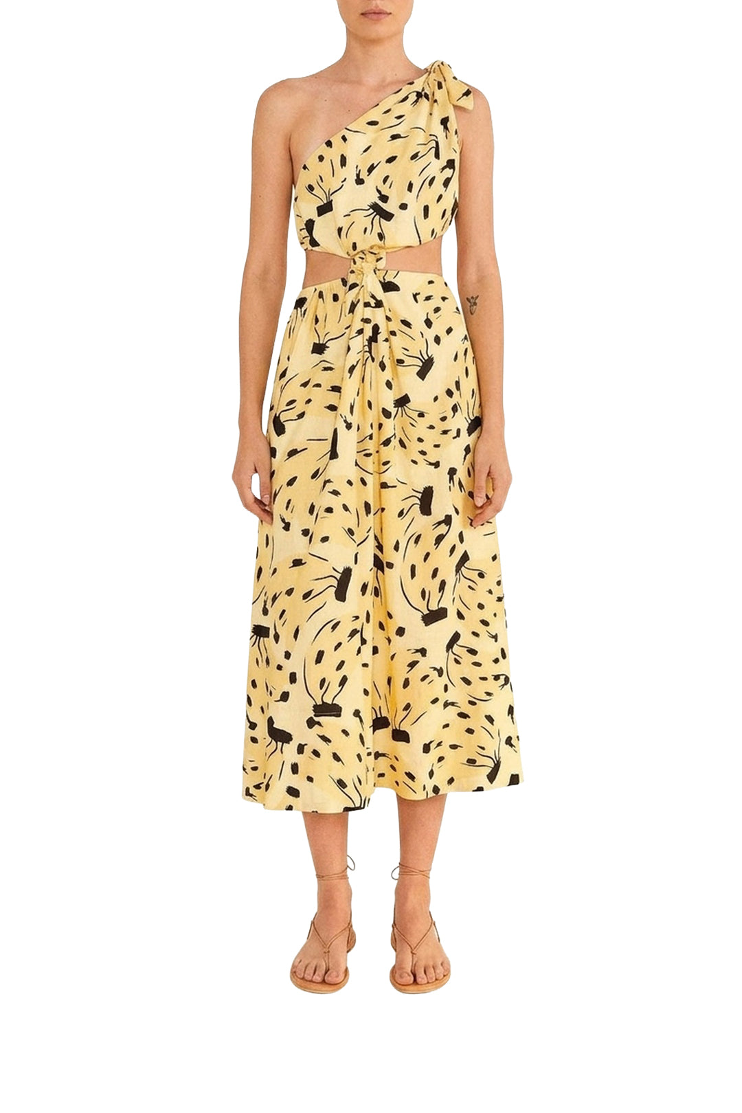 Robe midi Banana bossa en lin - Jaune