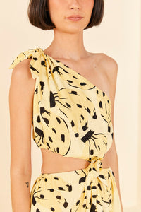 MEDIA OFF LINE_Robe midi Banana bossa en lin - Jaune