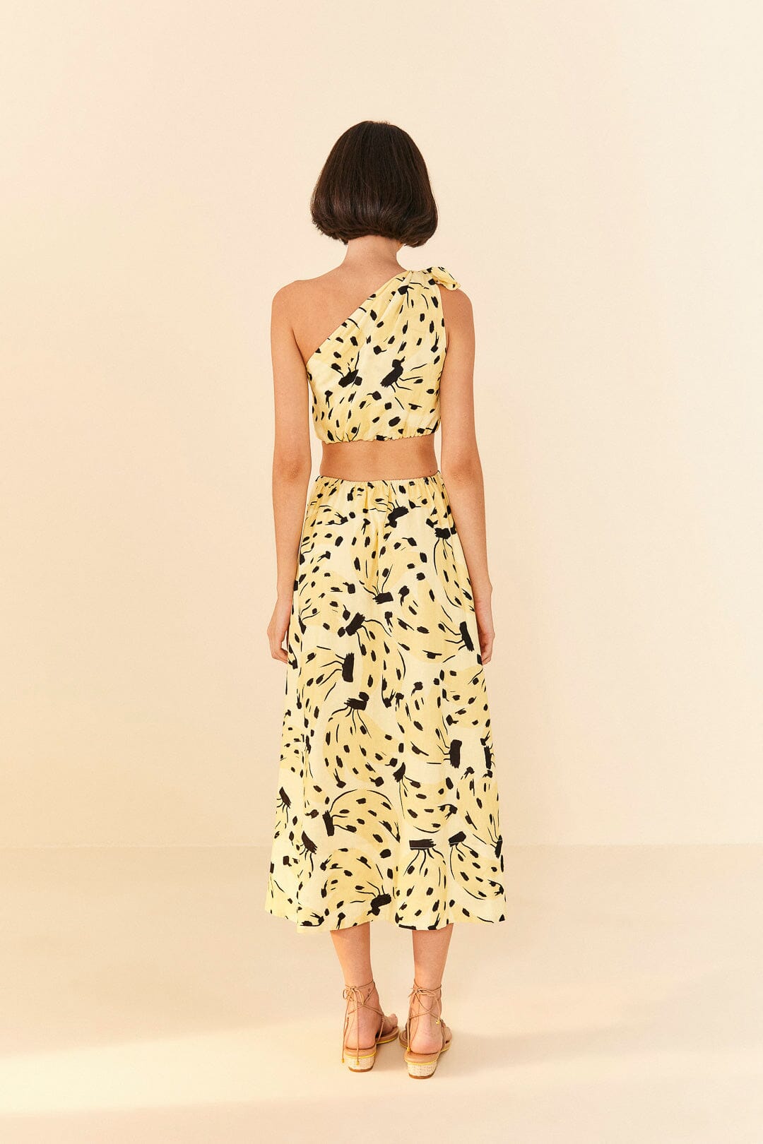 MEDIA OFF LINE_Robe midi Banana bossa en lin - Jaune