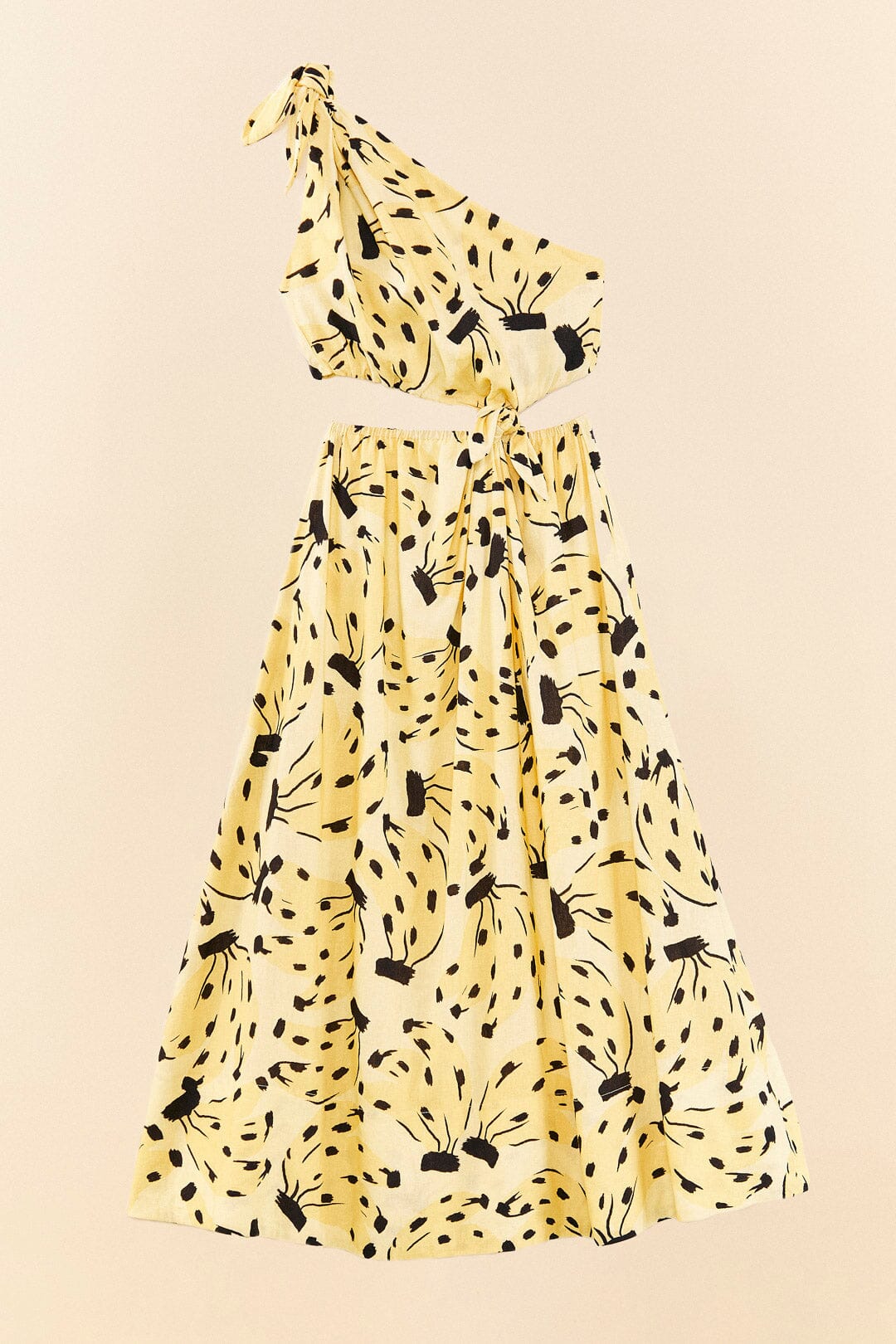 MEDIA OFF LINE_Robe midi Banana bossa en lin - Jaune