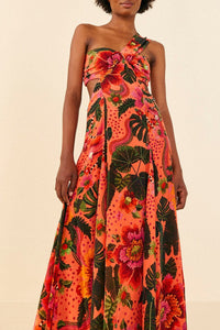 MEDIA OFF LINE_Robe longue Jardin fleuri - Orange