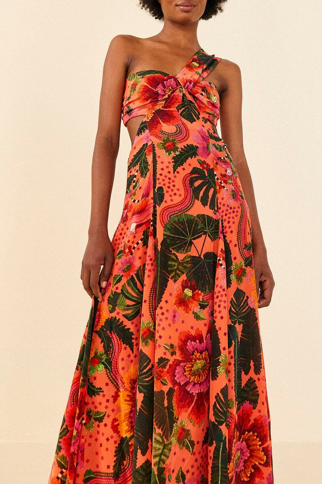 MEDIA OFF LINE_Robe longue Jardin fleuri - Orange