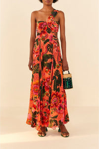 MEDIA OFF LINE_Robe longue Jardin fleuri - Orange