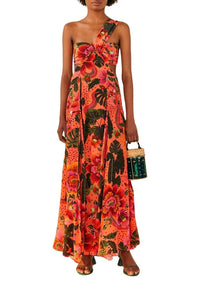 MEDIA OFF LINE_Robe longue Jardin fleuri - Orange