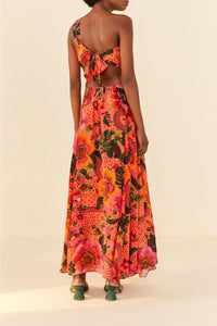 MEDIA OFF LINE_Robe longue Jardin fleuri - Orange