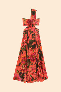 MEDIA OFF LINE_Robe longue Jardin fleuri - Orange