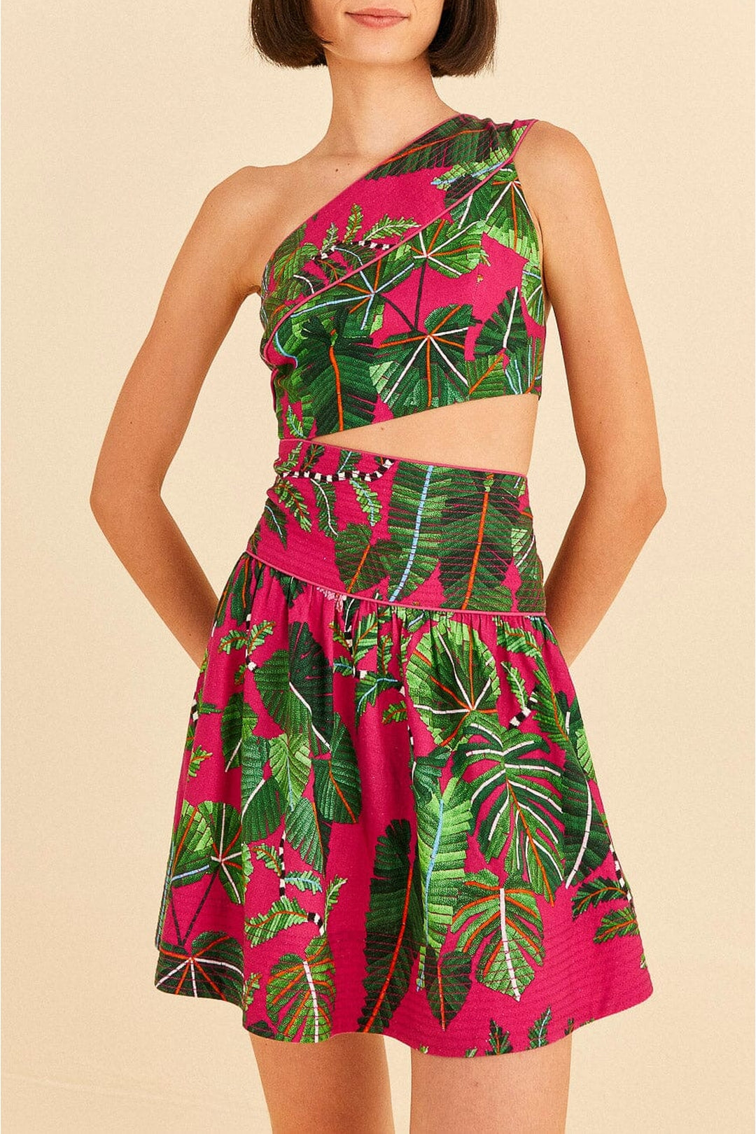 MEDIA OFF LINE_Robe courte Feuilles de rosier en lin - Rose