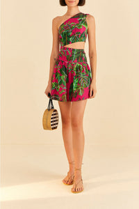 MEDIA OFF LINE_Robe courte Feuilles de rosier en lin - Rose