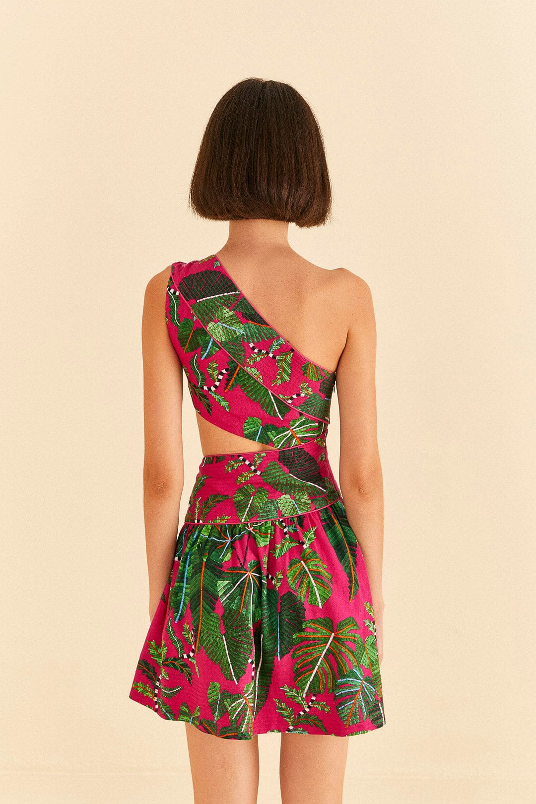 MEDIA OFF LINE_Robe courte Feuilles de rosier en lin - Rose