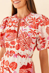 Robe courte Rio en coton - Rouge