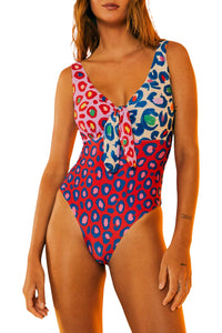 Maillot de bain une pièce Léopard Pop - Rose