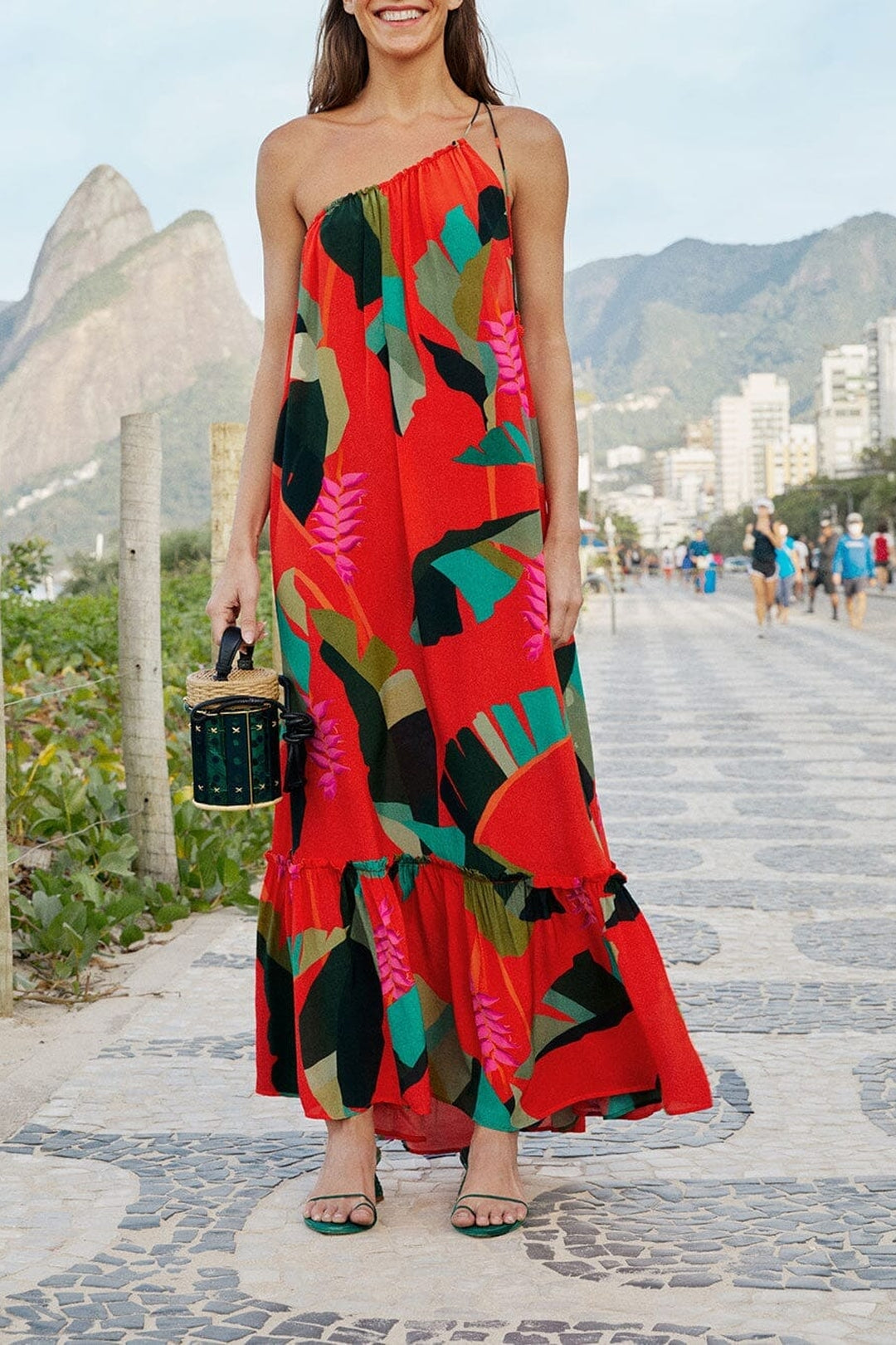 Robe longue Heliconia - Rouge